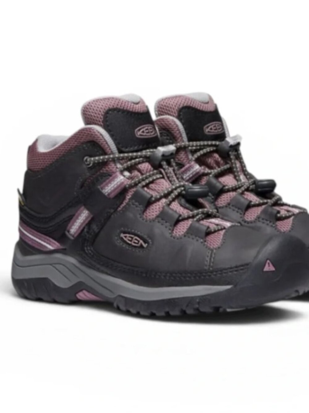 KEEN Kids Targhee Waterproof Mid Hiking Boots Black Pink Girls 4